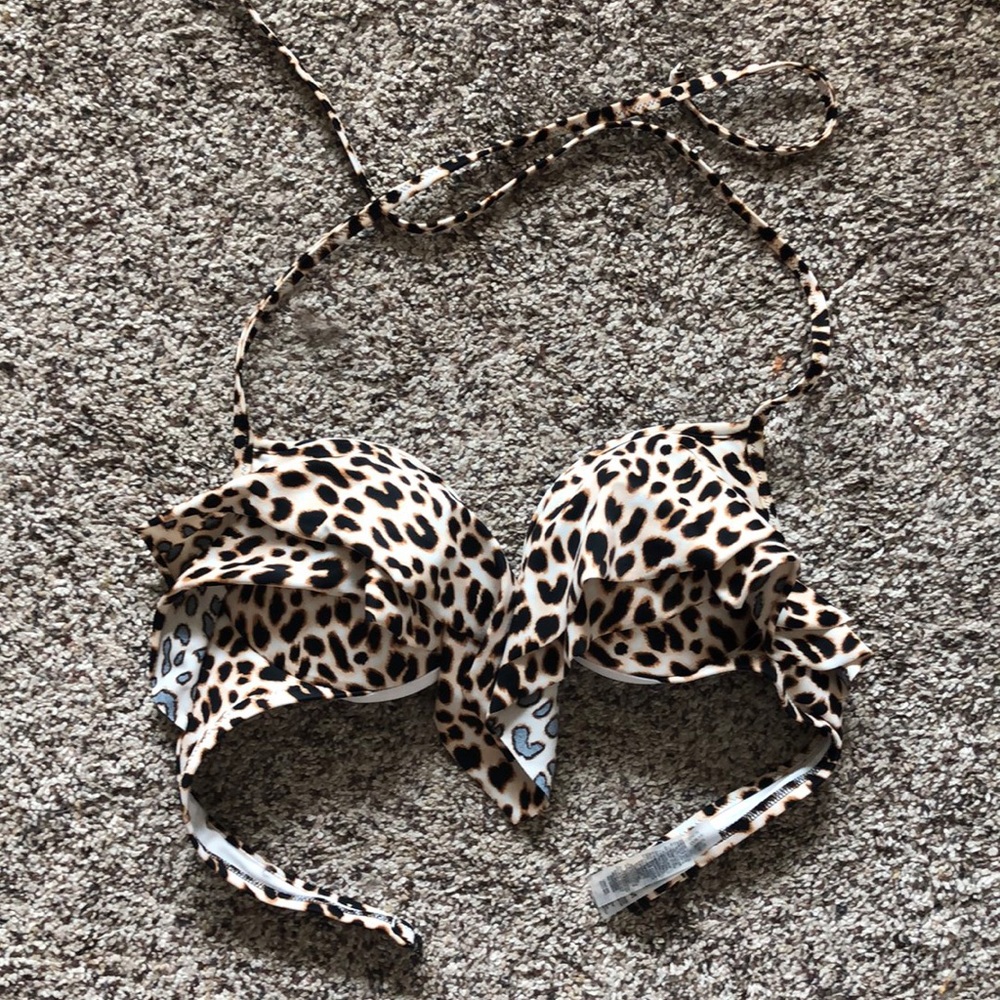Pink Leopard Print Swim Top